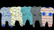 Baby Boy Newborn Carter's Cotton Zip Up Footed Sleeper Pajama Clothes Bundle