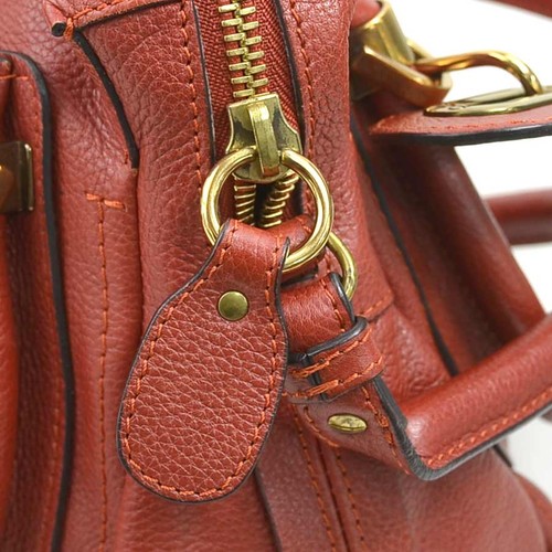 Auth Chloe Paraty Handbag Shoulder Bag Red Leather/Goldtone - h31258g - Picture 10 of 16