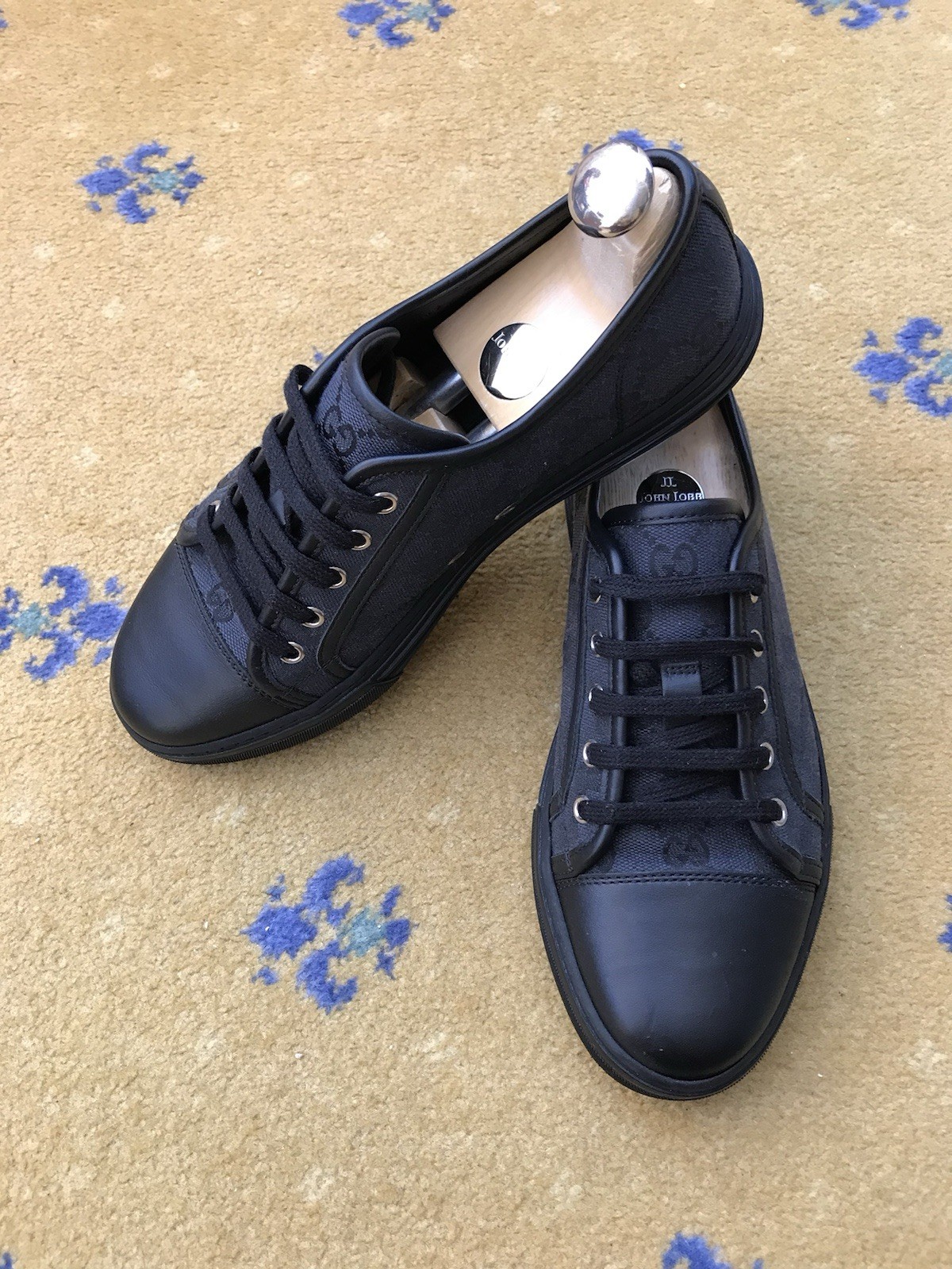 Gucci Trainers Sneaker Shoes Low Top Canvas Monogram Black Mens UK 6 US 7 EU 40 thumbnail 2