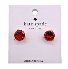 Kate Spade Round Rise and Shine Gold Tone Stud Earrings Garnet Red KE999 Studs