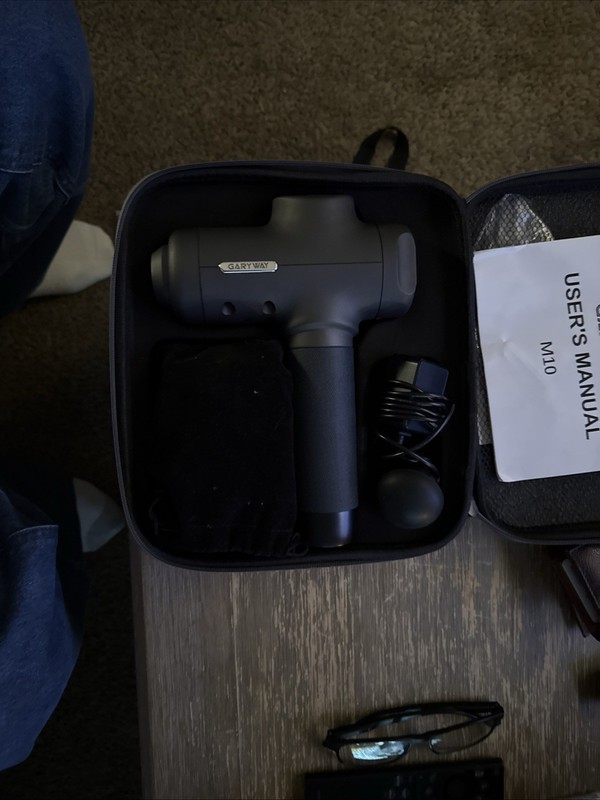 GARYWAY M10 Percussion Massage Gun Cordless Rechargeable w/ 9 Heads & Case