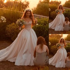 Vintage Princess Wedding Dresses Lace Appliques Corset A-Line Bridal Gown Sleeve