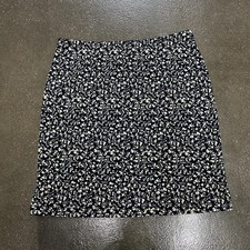 Vintage Casual Corner Annex Skirt Womens Medium Petite Navy Ditsy Floral Print