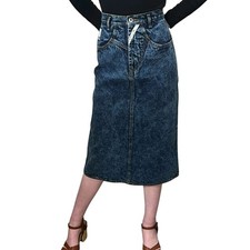 Vintage Jordache Studio Acid Wash Denim Pencil Skirt High Waist Blue Womens 10