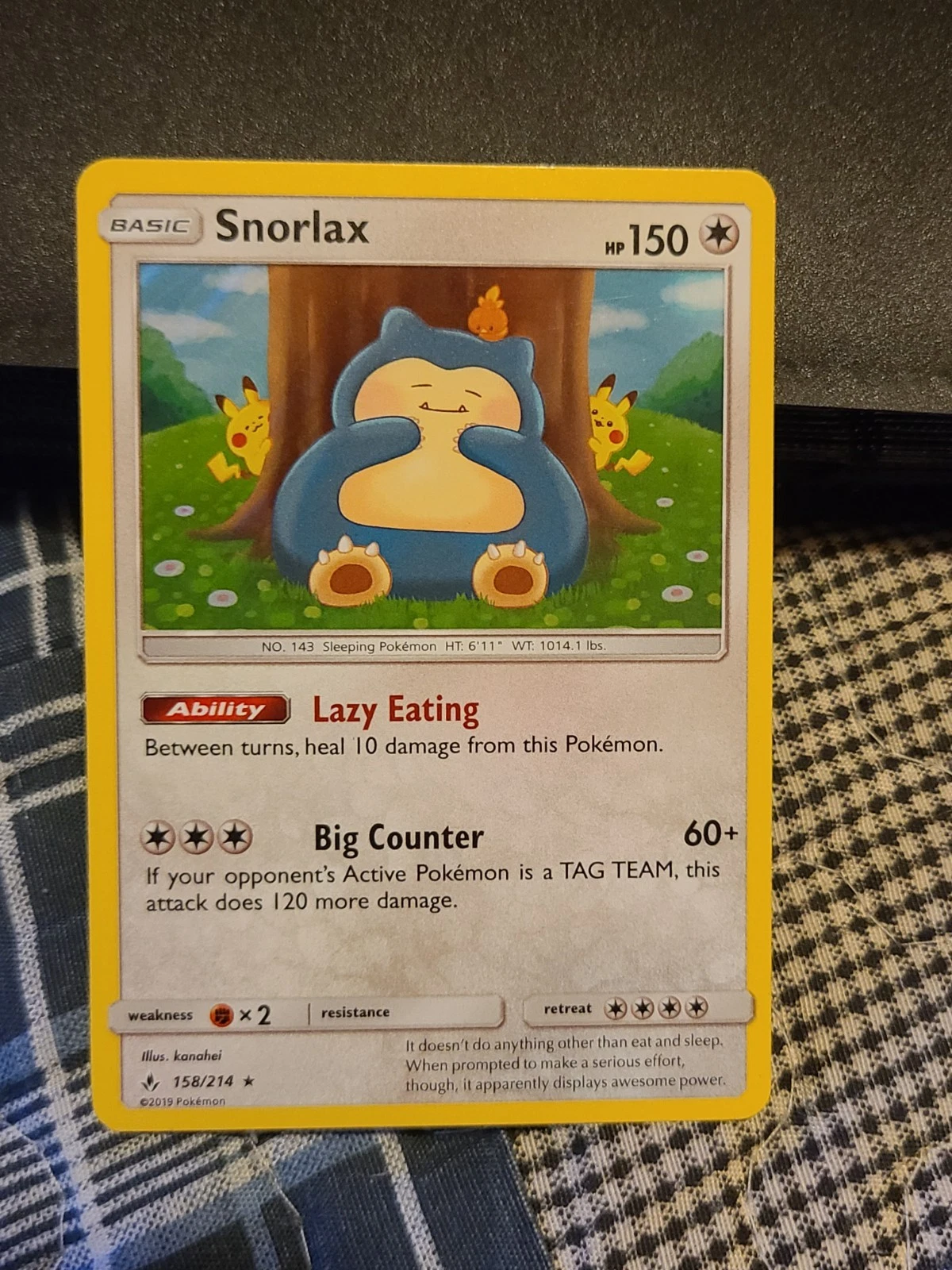 Deal for Pokemon Snorlax Holo Rare Card 158/214 SM Unbroken Bonds LP