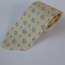 Vineyard Vines Men's Yellow 100% Silk Tie Crab Coral Print AOP Made in USA