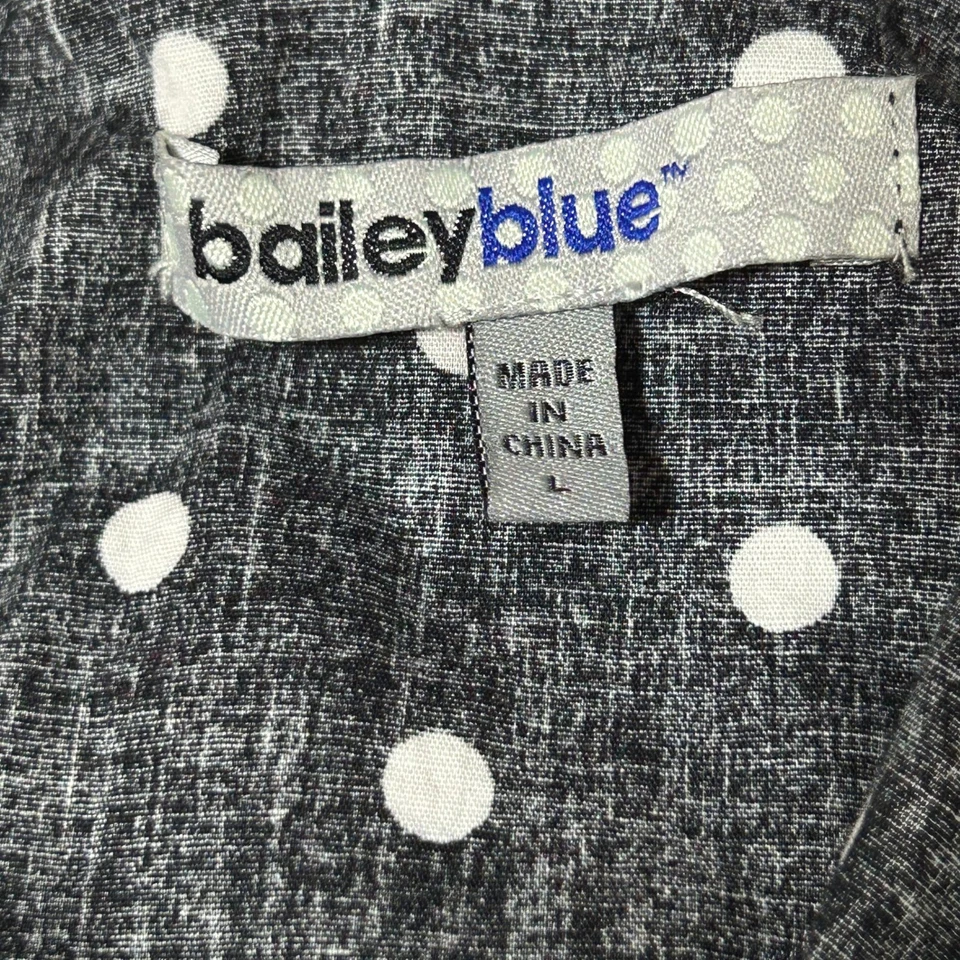 baileyblue Dress Women L Black White Polka Dot Sleeveless Collared Ruffle Button - Image 2 of 4