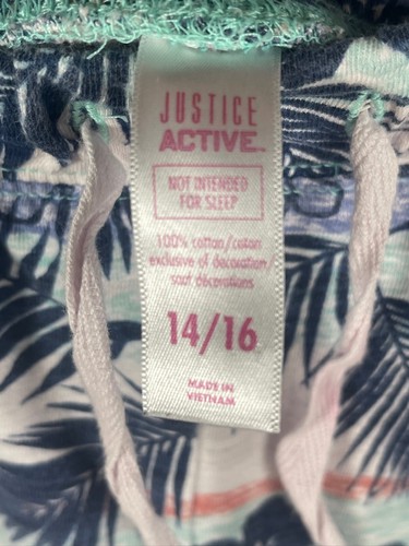 Justice Active Girls (14/16) Hawaiian Blue Floral Shorts Cotton Stretchy Bottoms - Picture 5 of 7