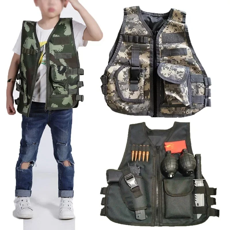 Outdoor Children Vest Tactical Boy Girl CS Game Vest Kids Cosplay Clothing