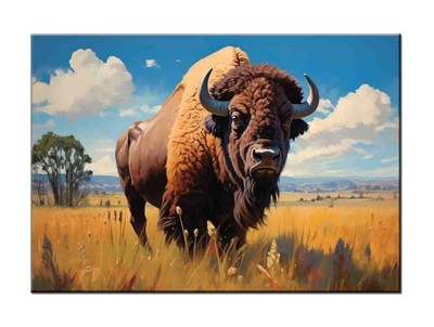Fun Gift-Bison-Buffalo-Painting-Giclée Print-Unique Home Wall Decor-III