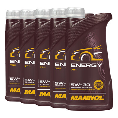 MANNOL Energy 5W-30 Motoröl, ACEA A3/B4, API SN/CH-4, BMW LL-98, 5x1 Liter