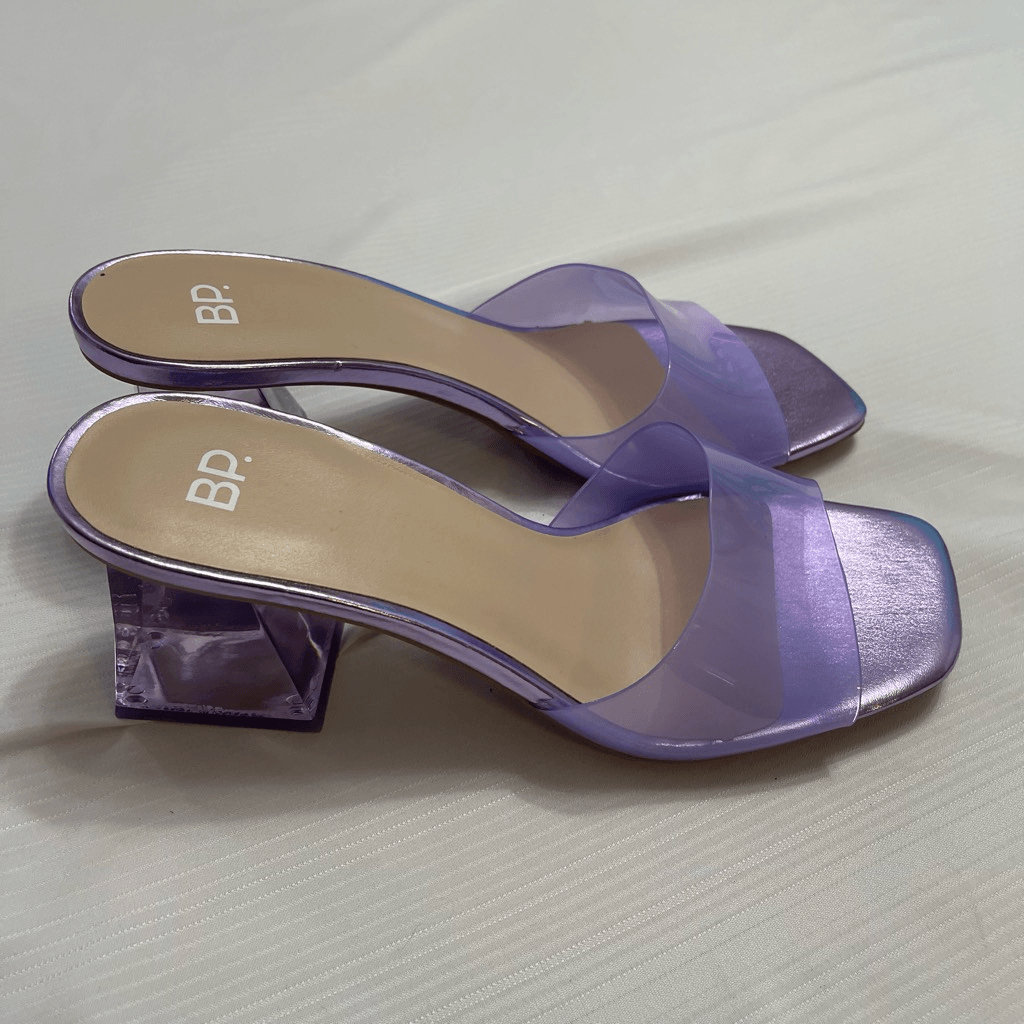 BP Womens Brooks Purple Clear Heel Slide Sandals Size 10 Medium