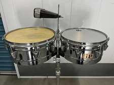 Latin Percussion Timbales, Beautiful Vintage LP, M. Cohen w Cowbell & Lp Stand