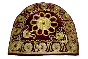 Vintage Red and Gold Velvet Tea Cozy Mirrored Tea Warmer Handmade