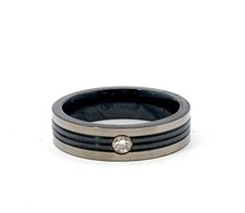 Em Edward Mirell 6mm Zwei Ton Titanium Schwarz 0.10ct Natürlich Diamant Ehering