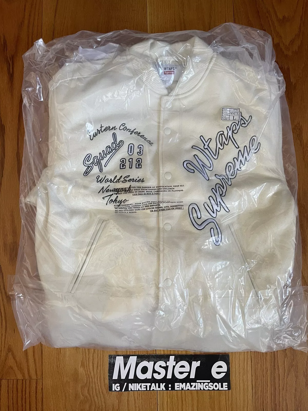 Veste universitaire Supreme WTAPS blanche FW21 taille grande