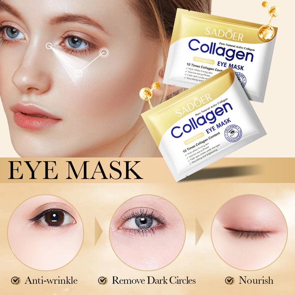 10Pcs Under Eye Gel Patch Collagen Eye Mask Anti Wrinkle Remove Bag&Dark Circles - Image 3 of 4