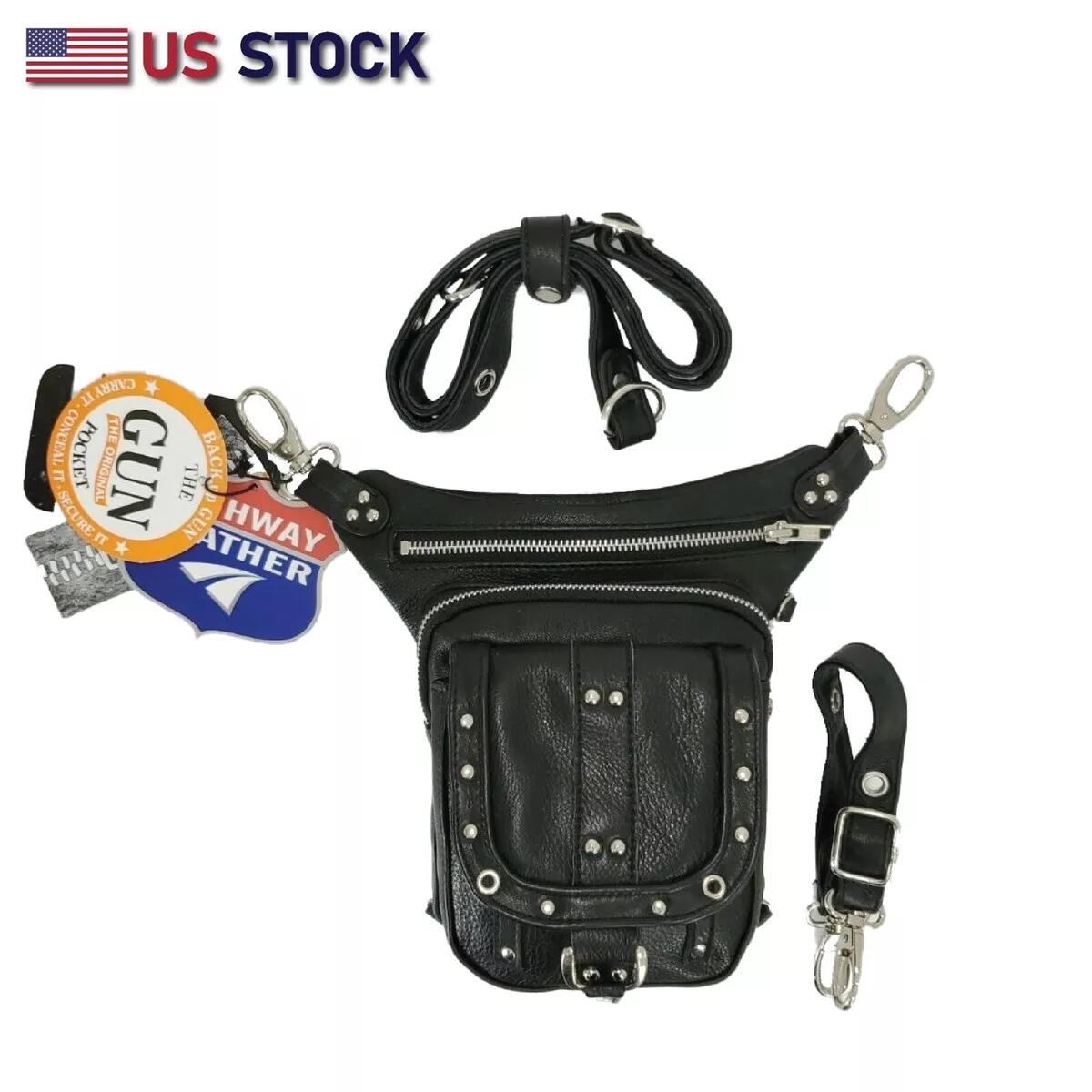LEATHER Thigh Drop Leg Bag Gun Holster Bag Waist Bag Fanny Pack