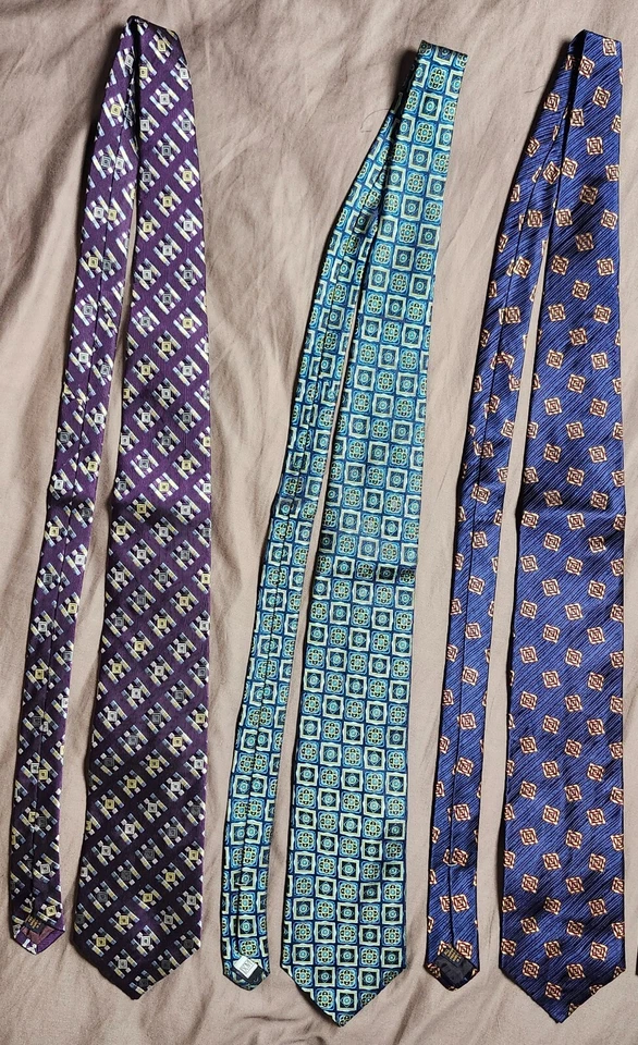 Lote de 5 Corbatas XMI Hombre Multicolor Geométricas Toda Seda Hechas a Mano en EE. UU. Foto 3 de 4