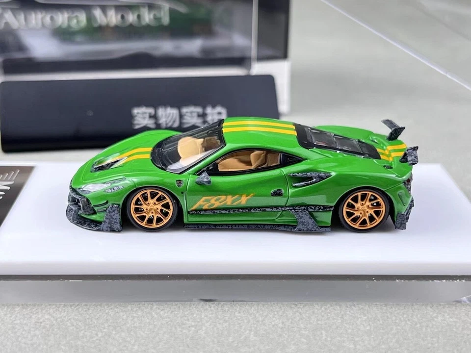 Aurora 1:64 Green F8xx Tributo Mansory Sports Model Diecast Metal Car - Image 2 of 4