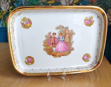 K&T Bavaria 24K Gold quadratische Platte / Tablett - SEHR SELTEN! 39cm