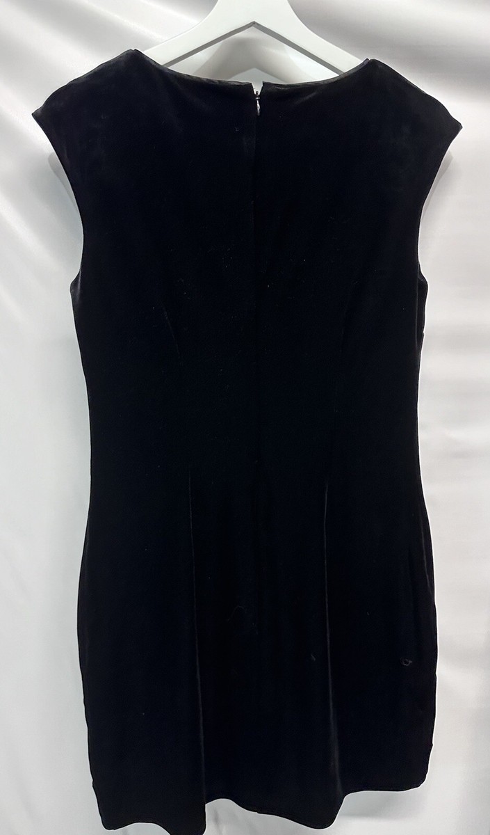 White House Black Market WHBM Velvet Sheath Dress Holiday Gold Embellish  Lined S