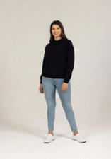 Brand New Women's Max Studio Black Knit Hooded Sweatshirt Size Large G456