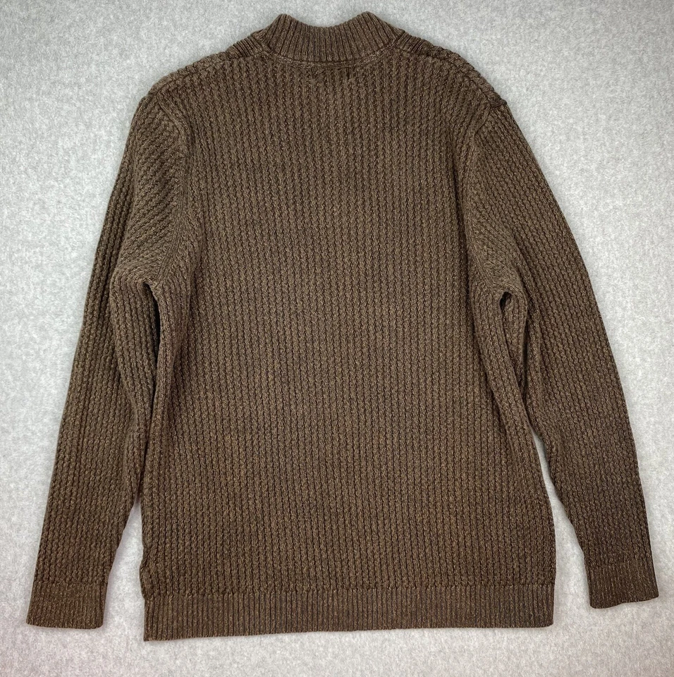 Vintage EDDIE BAUER Henley Fisherman’s Sweater Men’s XL Brown Cotton Corporate - Image 3 of 4