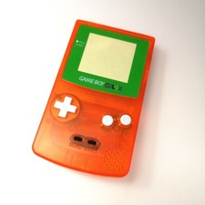 Orange Full Housing Shell Case for Game Boy Color GBC w/White button Green lens