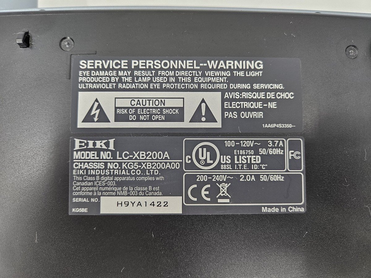 EIKI Brilliant Projector LC-XB200A *ZERO Lamp Hours* Tested EB