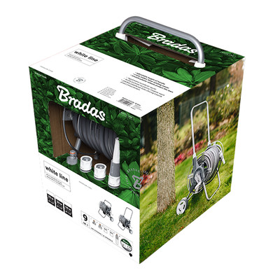 WHITE SILVER PLUS Schlauchwagen Set 30m Wasserschlauch Gartenschlauchwagen BRADA