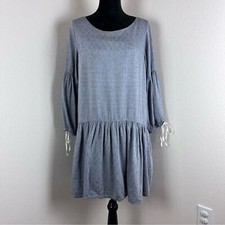 Paper Crown gray metallic rose gold polka dot drop waist dress