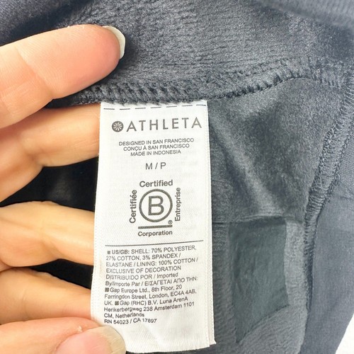 Athleta Cozy Karma Sweatshirt Dress Medium Petite Black Funnel Neck Athleisure - Picture 12 of 12