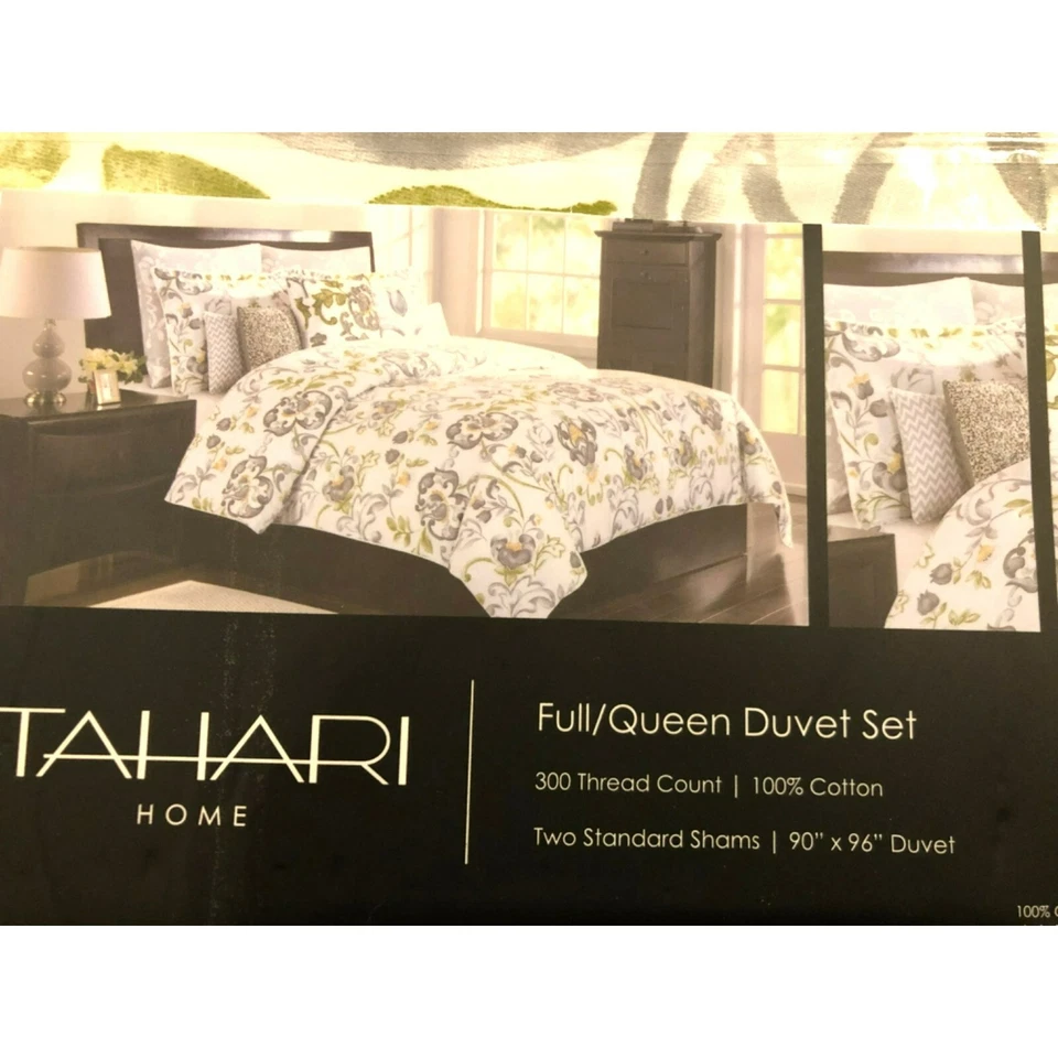 Tahari Home NIP Full/Queen 3 Piece Designer Duvet Set, 300 Thread Count 90"x 96" - Image 2 of 4