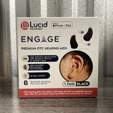 Lucid Engage Premium OTC Hearing Aids W/ Bluetooth For iPhone/ iPad - Black