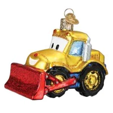 Old World Christmas BRIGHT-EYED BULLDOZER (44217) Glass Ornament w/OWC Box