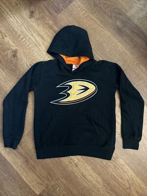Anaheim Ducks Sweater Youth Medium 10 12 Black NHL Hockey Team Hoodie  B0219