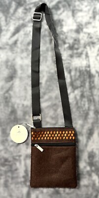NWT Unique Boutique Modern Bag Collectn Brown Felt Crossbody Bag 6-in. x 8-in.