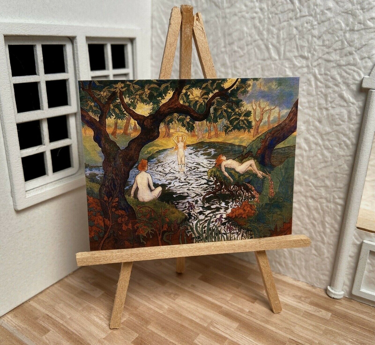 Miniature Maison De Poupée 1:12 - Décor Mural Cabane De Jardin Fait Main, Artistique