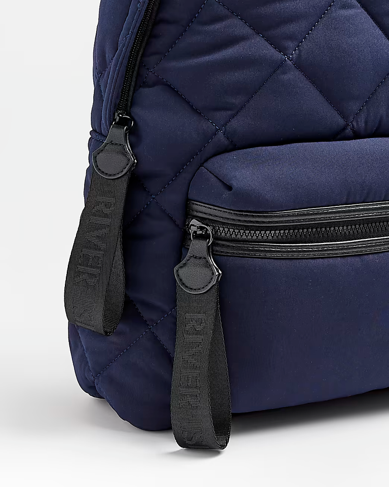 river island LARGE UNISEX WOMAN MEN QUILTED BLUE NAVY BAG BACKPACK new ...