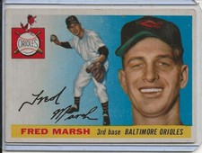 1955 Topps Baseball Card Fred Marsh 3rd Base Baltimore Orioles EX + # 13