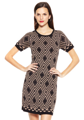 black and gold sweater dress