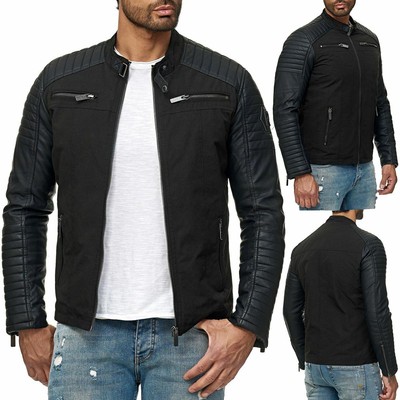 Red Bridge Herren Jacke Bikerjacke mit Kunstleder Ärmel