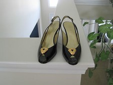 BRUNO MAGLI VINTAGE GILDA BLACK PATENT LEATHER SLINGBACKS, 6.5AA, NWB