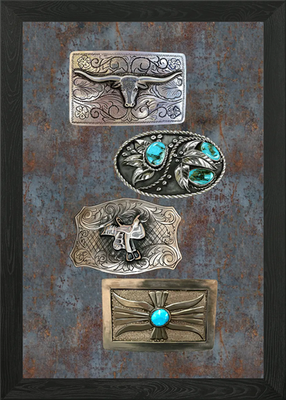 #ad Belt Buckles on Steel Framed Wall Art Poster Canvas Print Picture GBP 34.95