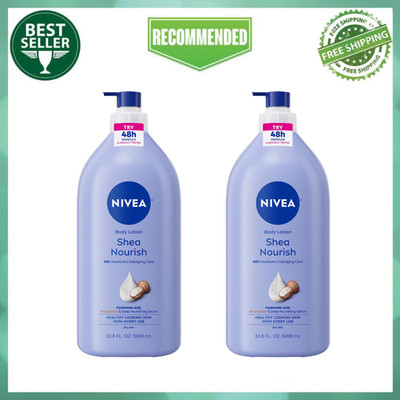 Nivea Shea Nourish Body Lotion, Dry Skin Moisturizer Pump, 33.8 fl oz, 2 Pack