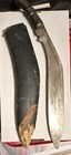 Vintage Kukri Steel Blade Knife w/ Horn Handle and leather and wood sheath. — photo 1
