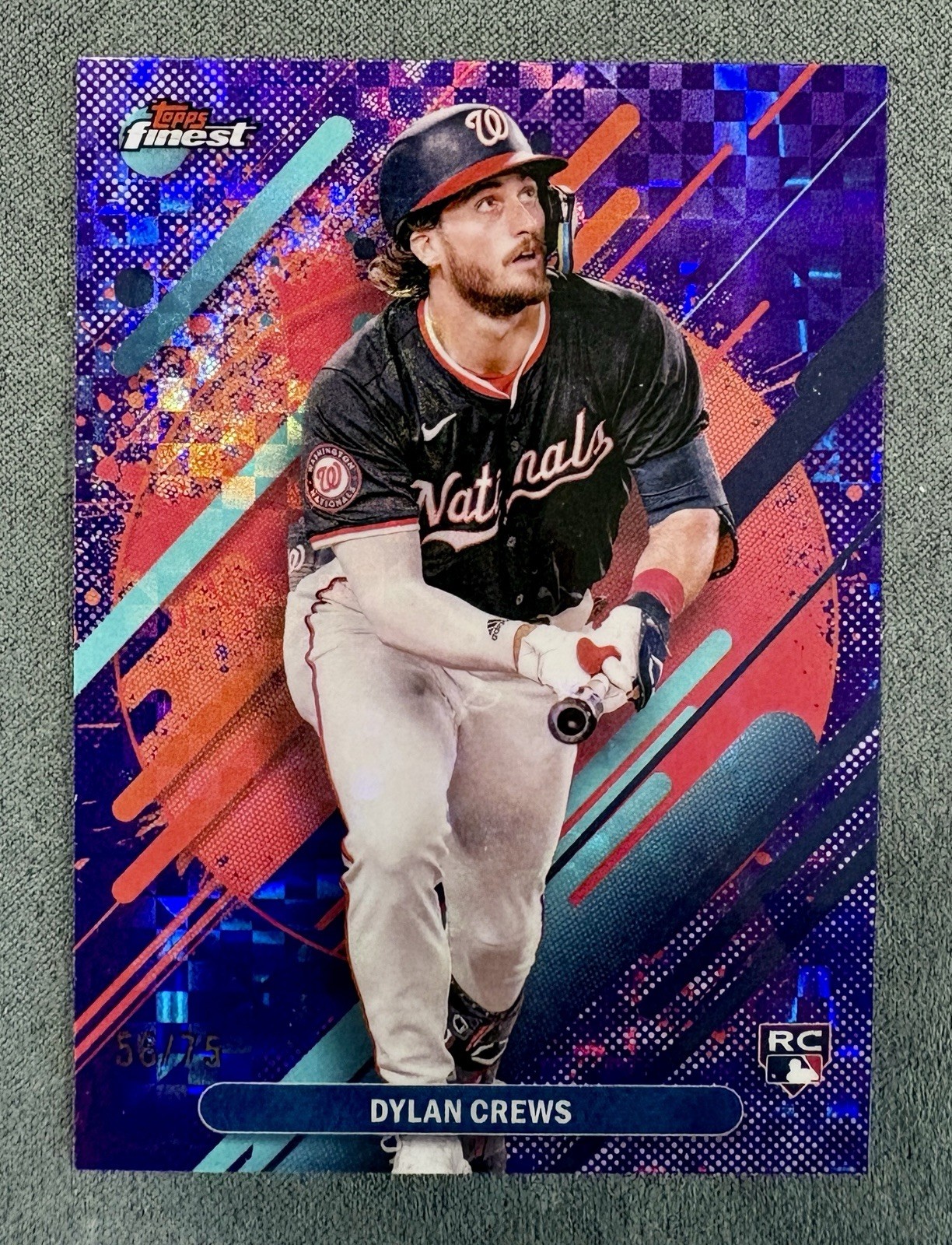 2025 Topps Finest - Dylan Crews RC - Rare - Purple /75 - Nationals Rookie #280
