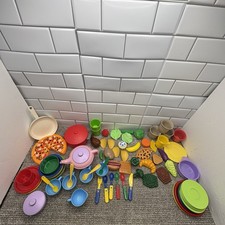 Play Food Dishes Veggies Fruit Pizza Pan Tea Set Utensils Mixed Lot Preschool