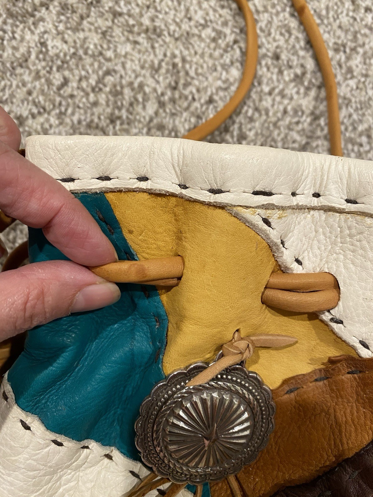 Western Style Drawstring Patchwork Soft Leather C… - image 10